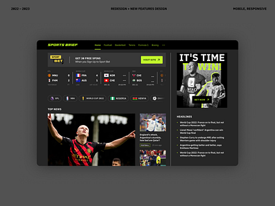 Sports Brief Web • Main bets design football layout nba news portal soccer sport sport news ui web