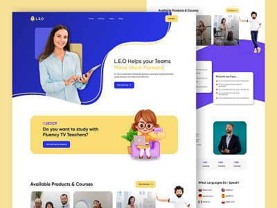 L.E.O landing page colors course creative e learning education homepage illustration landing page language language speaking learning online course online language online learning school teacher teaching translate ui uiux