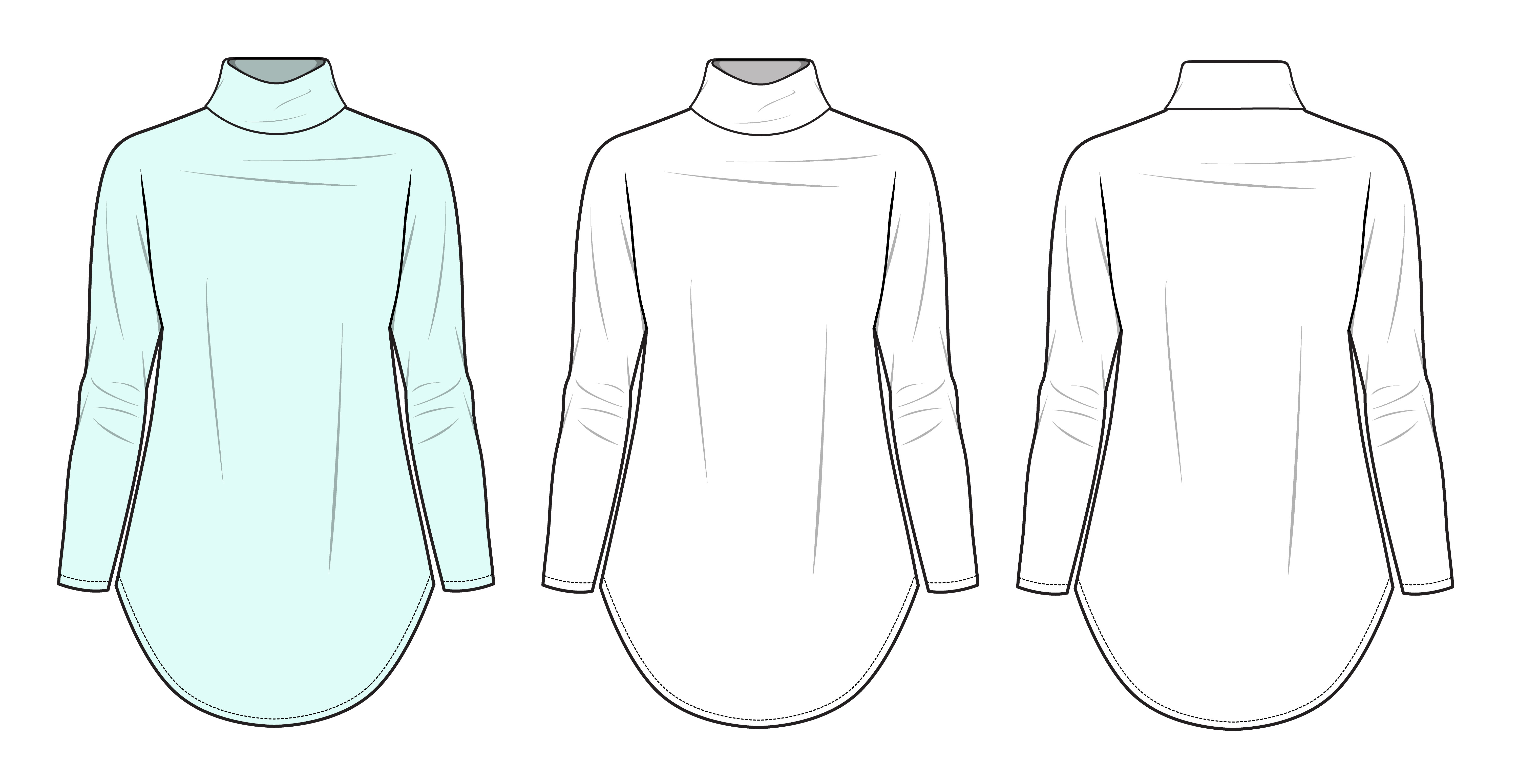 Premium Vector  Tunic tops with turtle neck long sleeve flat drawing  vector template