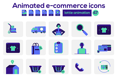 Animated e-commerce icons ecommerceicon iconanimated lottieanimation store ui ux