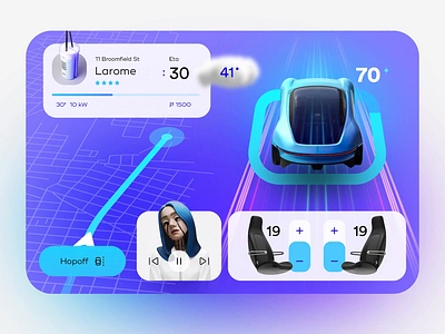 Electrocab auto car dashboard electric ev map media minimal navigate neon pilot trip