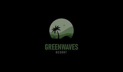 GREENWAVES art logo emblem logo emblem mark green logo green nature logo hotel logo logo dsign nature logo resort branding resort logo