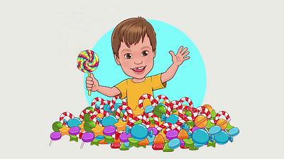 Short Animation Of a boy with candies🍭 2d 2d animation after effects animation beehaya brand animation branding cartoon design freestyle graphic design icon animation illustration infographic motion motion graphics preloader reveal ui vector