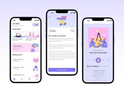 MindMate - Mindfulness App design figma illustrator meditation mindfulness mobileapp ui ux