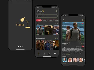 Picvie animation branding clear design interface minimalistic mobile app ui ux