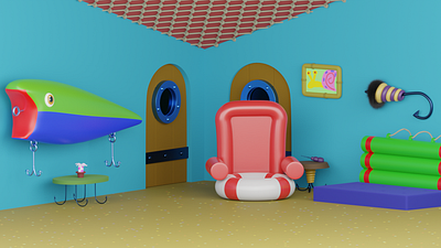 SpongeBob house 3D 3d 3dart 3dmodeling blender lowpoly render spongebob subdivision