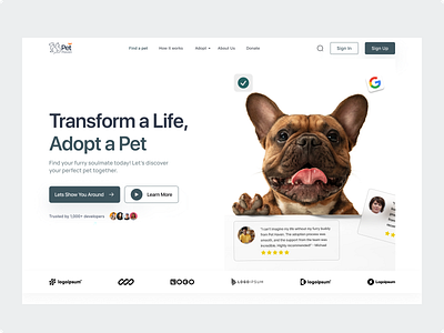 Website Design: Landing page, Pet Adoption landing page pet adoption ui websites