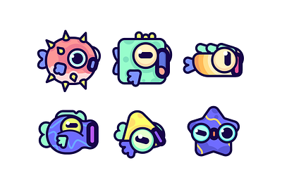 Icon Design - Fish branding character design funny game game design icon icon design illustration logo ui vector