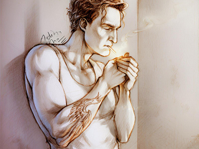 Rustin Cohle art colourpencil design digitalart pencil photoshop retro