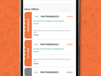 Swiggy apply coupon page design #dailyuidesign app apply coupon coupon design food illustration swiggy tms typography ui vector