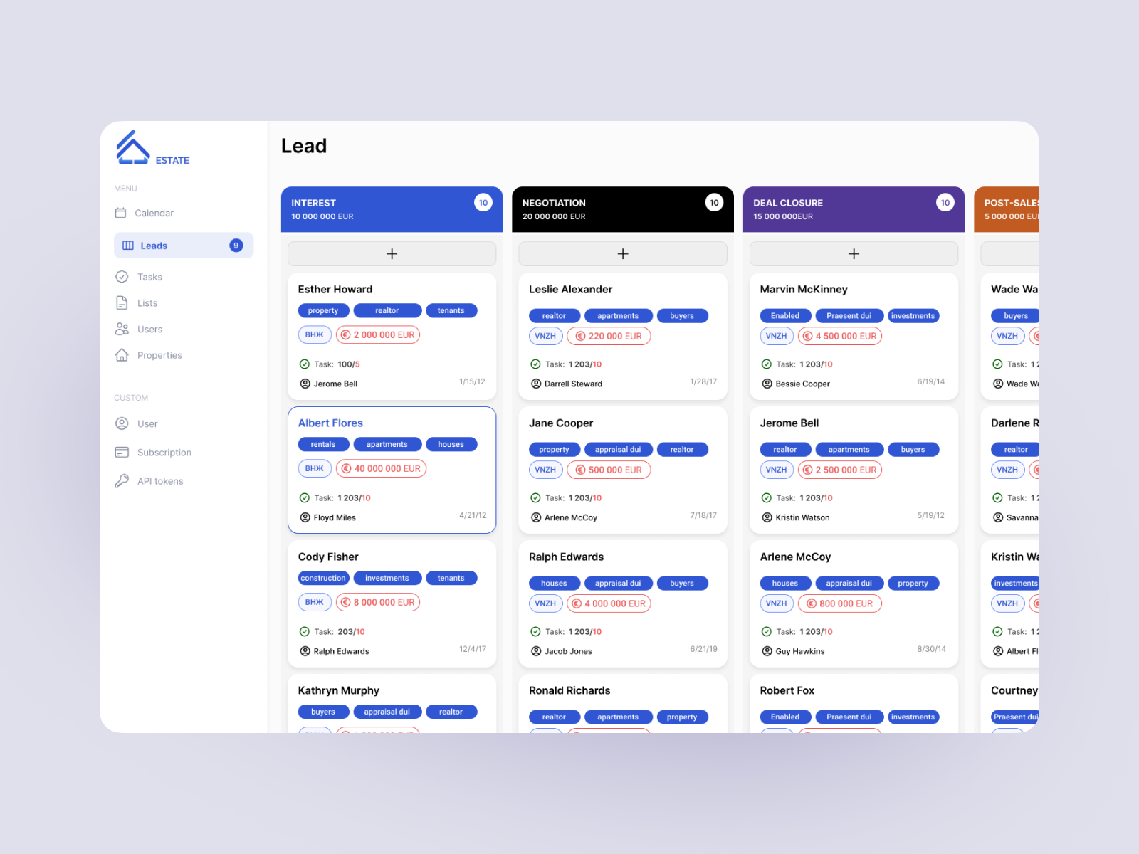 Lead CRM System UX design figma product design ui usability ux web