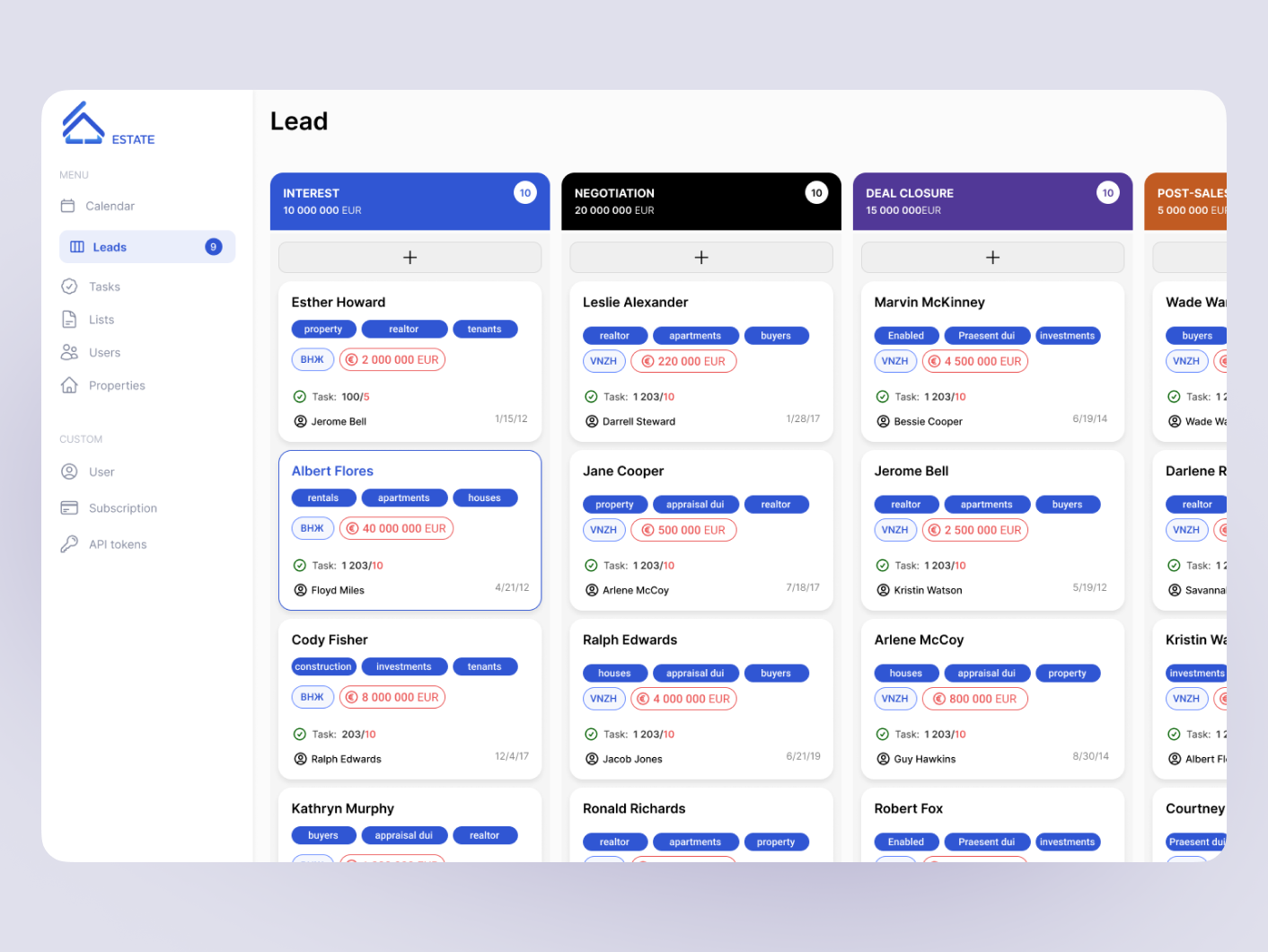 Lead CRM System UX by Dasha on Dribbble