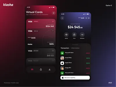 Bank Design Mobile Application app application bank banking branding card design flat klasha sass service ui uix ux virtual cards web website
