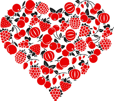 Berry heart. Vector illustration berries berry heart love food pattern summer