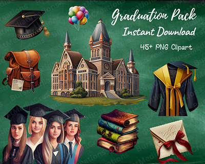 Graduation Clipart Pack clipart design design elements graduation graphic design illustration