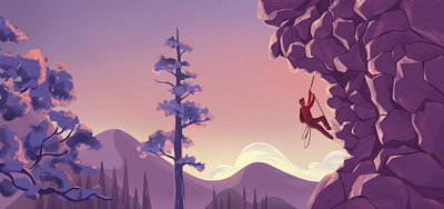 rock climber climber hero illustration illustration landscape mountain landscape mountain view nature sunset