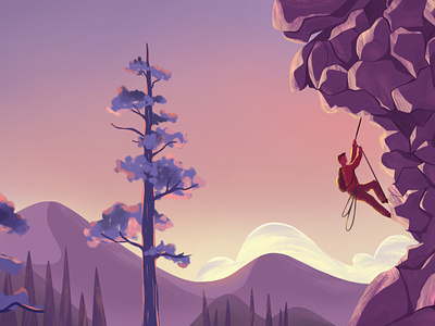 rock climber climber hero illustration illustration landscape mountain landscape mountain view nature sunset