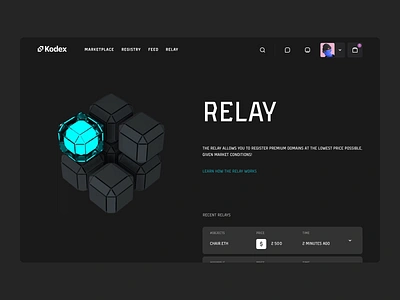 Kodex ENS - Relay 3d cart chart crypto defi ens eth etheric kodex limit order price sniper table thrc ui web3