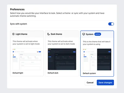 Stratis UI - Theme settings app clean configure dark dash design interface manage minimal modal mode overlay settings theme toggle ui ui design ux ux design web