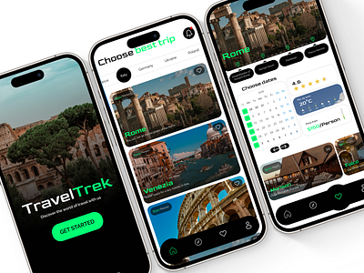 Mobile app for travelers design figma minimalizm ui ux web design