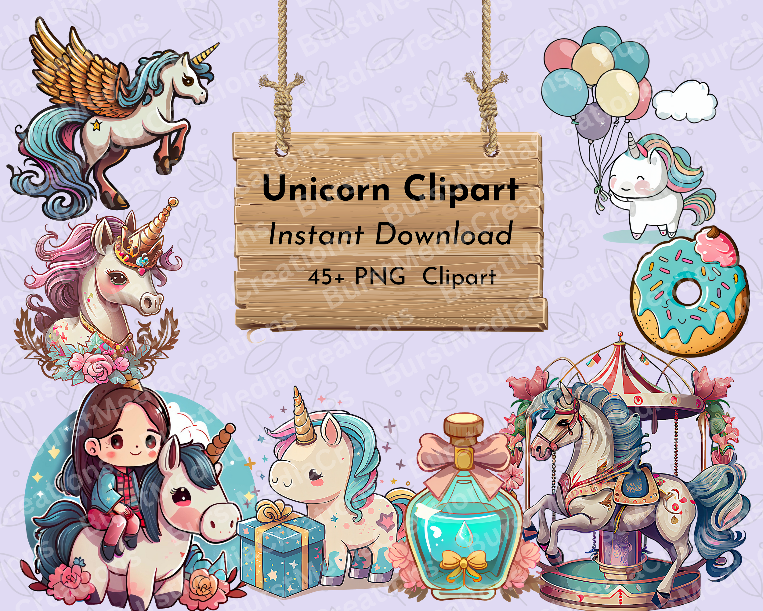 Magical Unicorn Clip Art Set – Daily Art Hub // Graphics, Alphabets & SVG