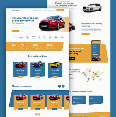 Drivewise. Car Rental Landing Page branding car rental car rental landing page design figma graphic design landing page logo ui ux webdesign