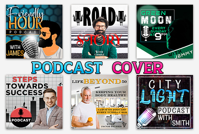 Podcast Covers Design adobe photoshop banner design design graphic design podcast podcast cover design social media design social media post vector