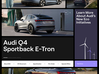 Audi E-Tron audi auto bento design e car electric car electro landing landingpage ui uiux ux we web website