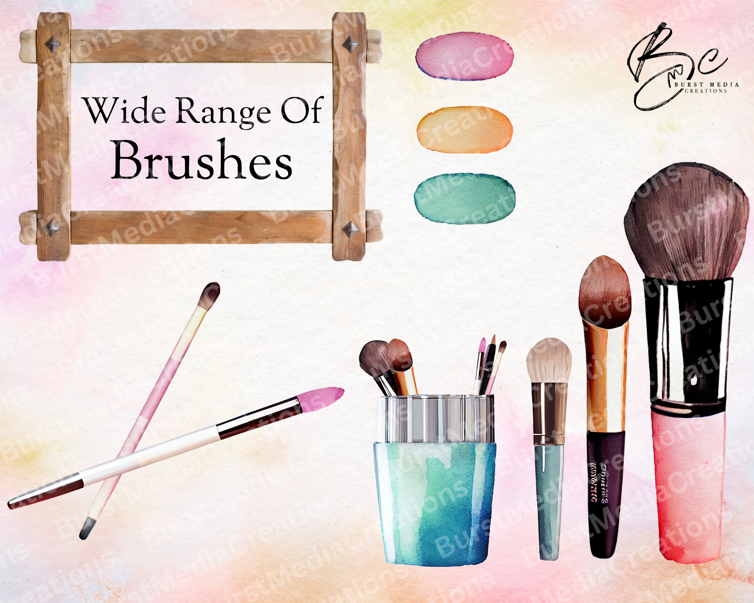 WaterColor Virtual Vanity Makeup Clipart Pack by Burst Media Creations 