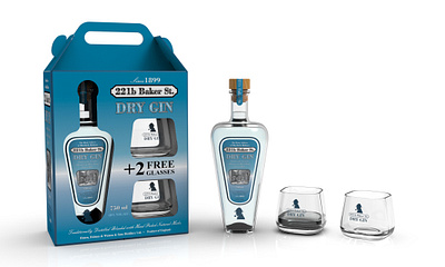 221 Baker St. Gin (Brand/Bottle/package Design) 3d 3d bottle brand identity branding liquor package design packaging