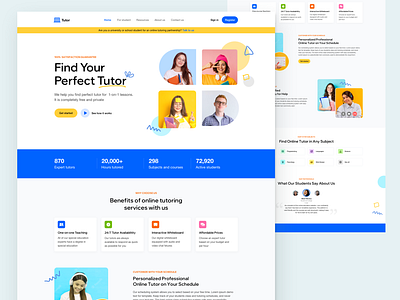 Tutor. Online tutoring Landing page e learning education education website landing landing page landing page design learning online class online learning online school online teaching school online study tutoring ui ux website