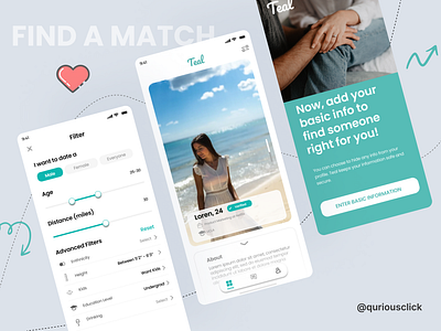 Mobile Dating App UI/UX design anonymouschat app design appdesign beatiful datingapp figma findyourmatch ios love matchmaking mobile app design mobile application design mobile ui design mobileapp relationships teal uidesign uiuxdesign userexperience userinterface