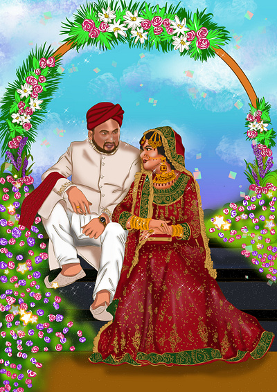 digital wedding card design digital card digitalart illustration wedding cards
