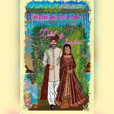 desi wedding card design digital card digitalart illustration wedding cards