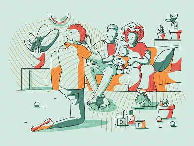 Smile for the camera camera character editorial family home icon illustration lines minimal people photography plants room toys ui