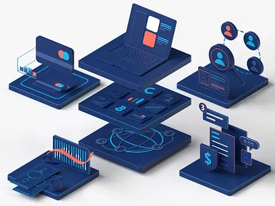 3D Financial Illustration 3d 3danimation 3dart animation b3d blender blender3d branding c4d cinema4d colorful design geometric illustration loop motion render set simple uiux