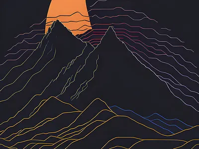 Line art Moon Night Mountains artistic exploration graphic design illustration line art moon