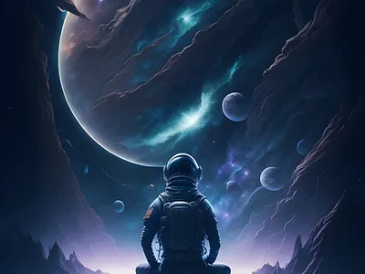 Rest in Space astronaut creative process graphic design illustration meditation peace