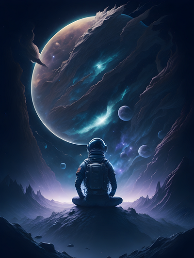 Rest in Space astronaut creative process graphic design illustration meditation peace