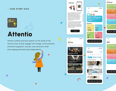 Attentio (UX Case Study) android app bluetooth branding case study children design games illustration ios app iot kids logo mobile app ui ui design user experience user interface user research ux research vector