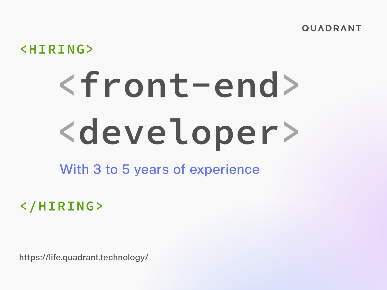 We're Hiring Frontend Developer - JOIN US! animation frontend developer graphic design hiring recruitment