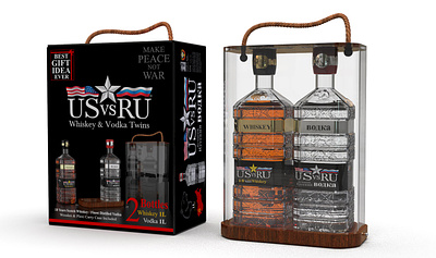 USvsRU - Whiskey/Vodka Twins 3d bottle design brand identity branding liquor package design packaging