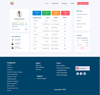 Freelance website Dashboard app branding design ui user ux