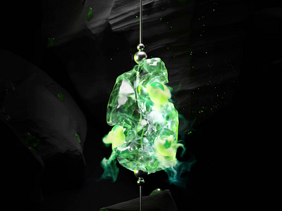 Kryptonite shard 3d animation b3d blender gem green jade kryptonite loop motion motion graphics shard simulation smoke