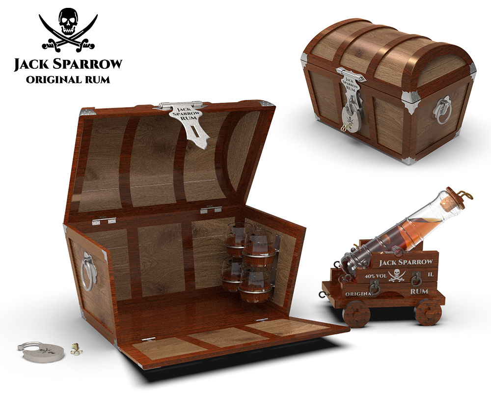 Jack Sparrow Rum Bottle 3d bottle design brand identity branding liquor package design packaging