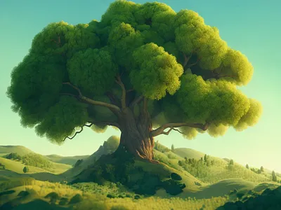 Gnarled and Steadfast 3d illustration bonsai tree diligence studio environment generative flora illustration landscape landscape illustration nature illustration stuart wade tree illustration