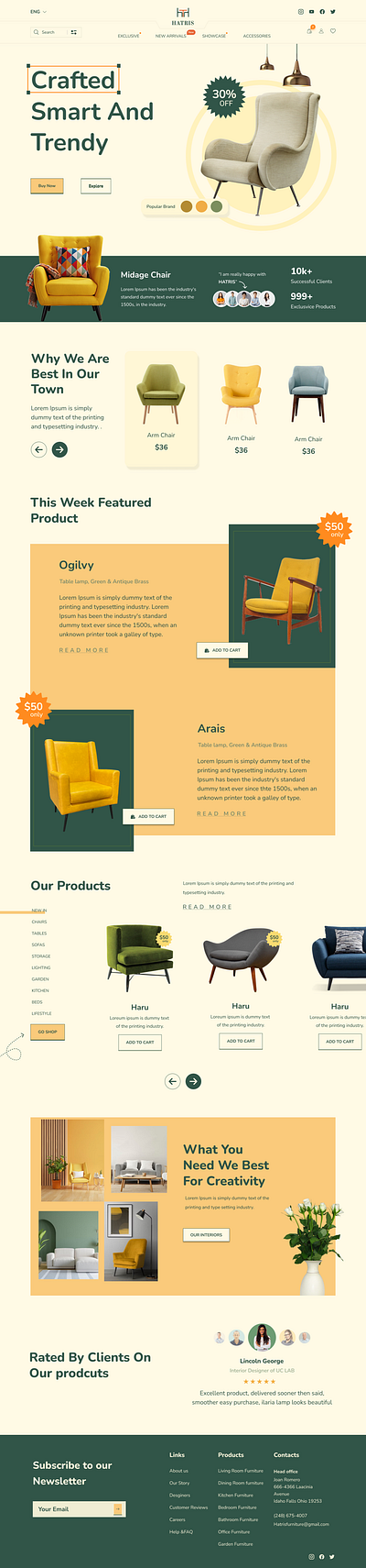 Crafted Smart and Trendy Landing Page branding creative landing page furniture landing page furniture website graphic design landing page latest landing page latest website trendy landing page typography ui ui design ui page uiux design