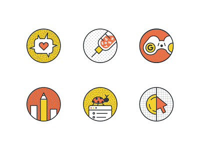 Icon set design digital digital illustration icon icons illustration marketing orange seo ui vector illustration whimsical yellow