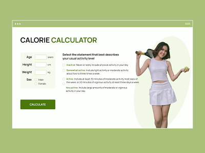 Daily UI 004 | Calorie Calculator 004 calculator challenge dailuuichallenge dailyui design ui ux website
