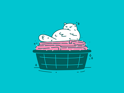 fresh laundry 2d art cat cute flat illustration funny illustration vector